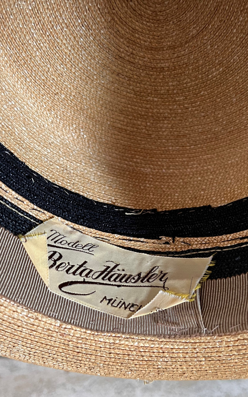 Vintage Straw Hat Fedora