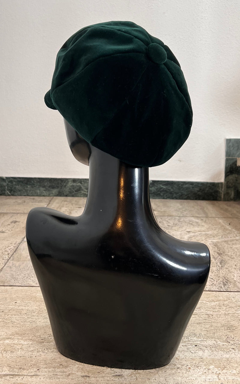 Vintage Darkgreen Velvet Baker Boy Hat