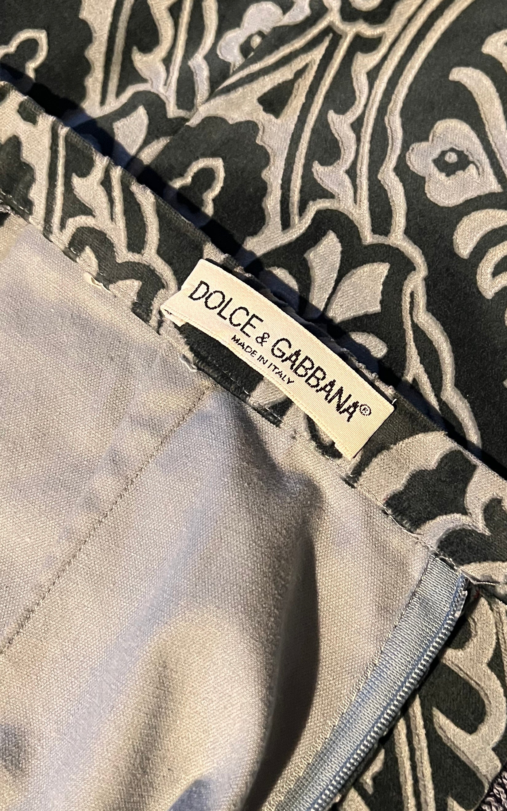 Vintage Fall 1998 Dolce and Gabbana Burn Out Velvet Skirt