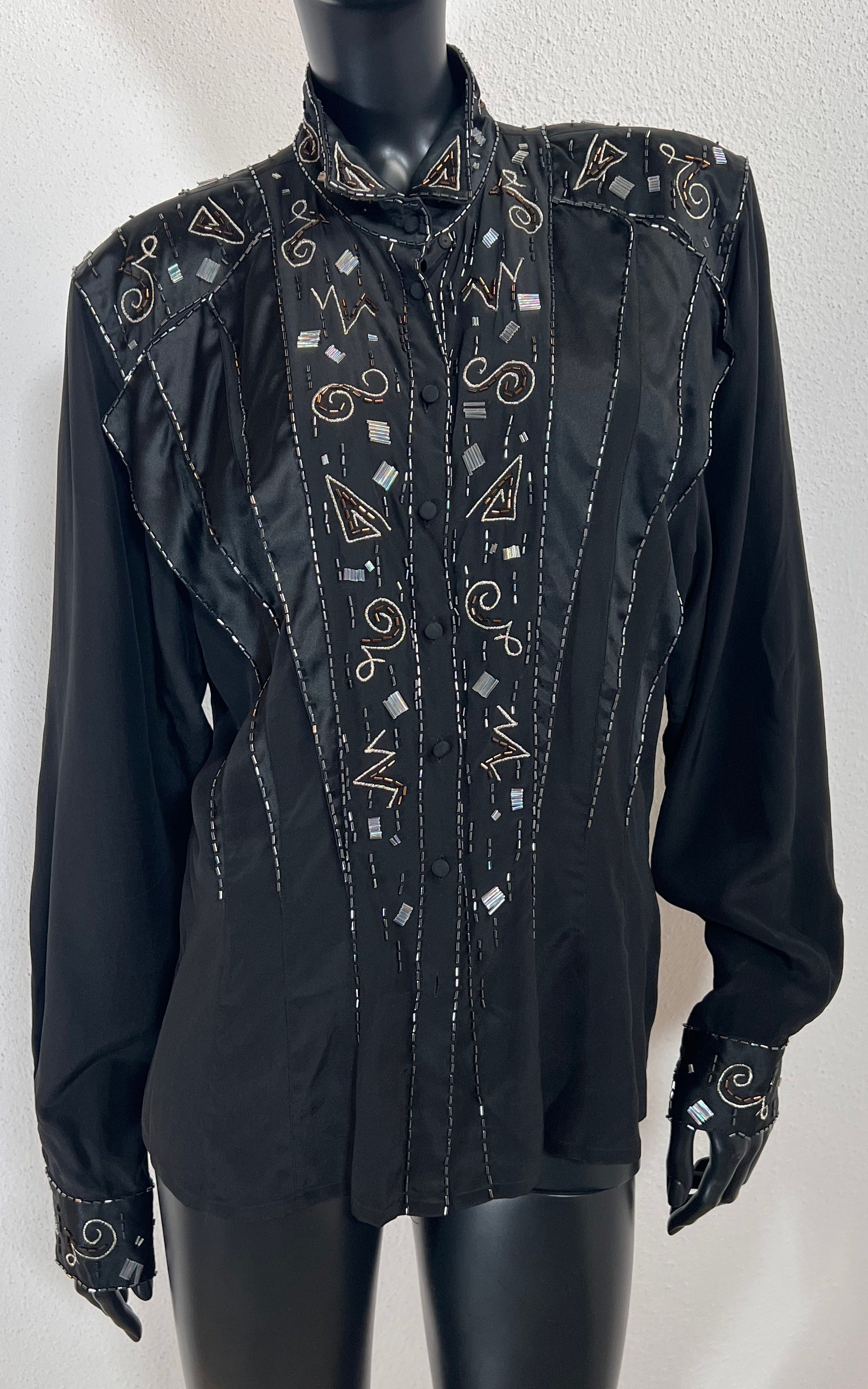 Vintage 90s Mercedes and Adrienne Silk and Sequins Blouse