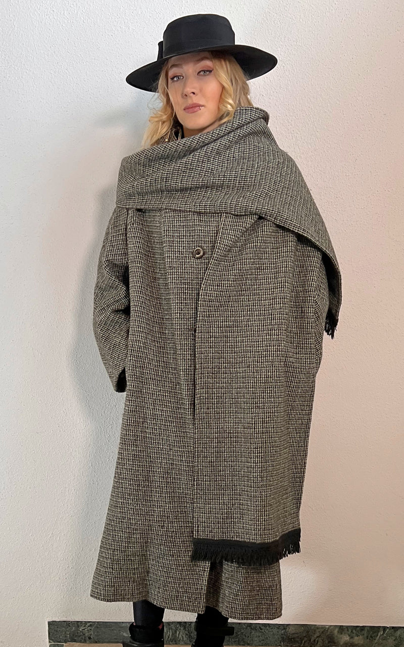 Vintage Harris Tweed Coat with Shawl