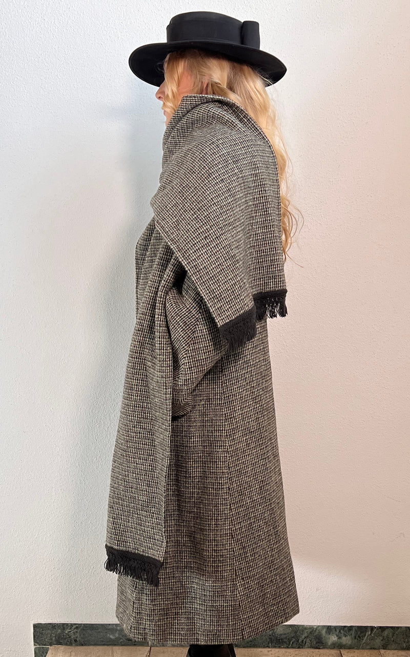 Vintage Harris Tweed Coat with Shawl