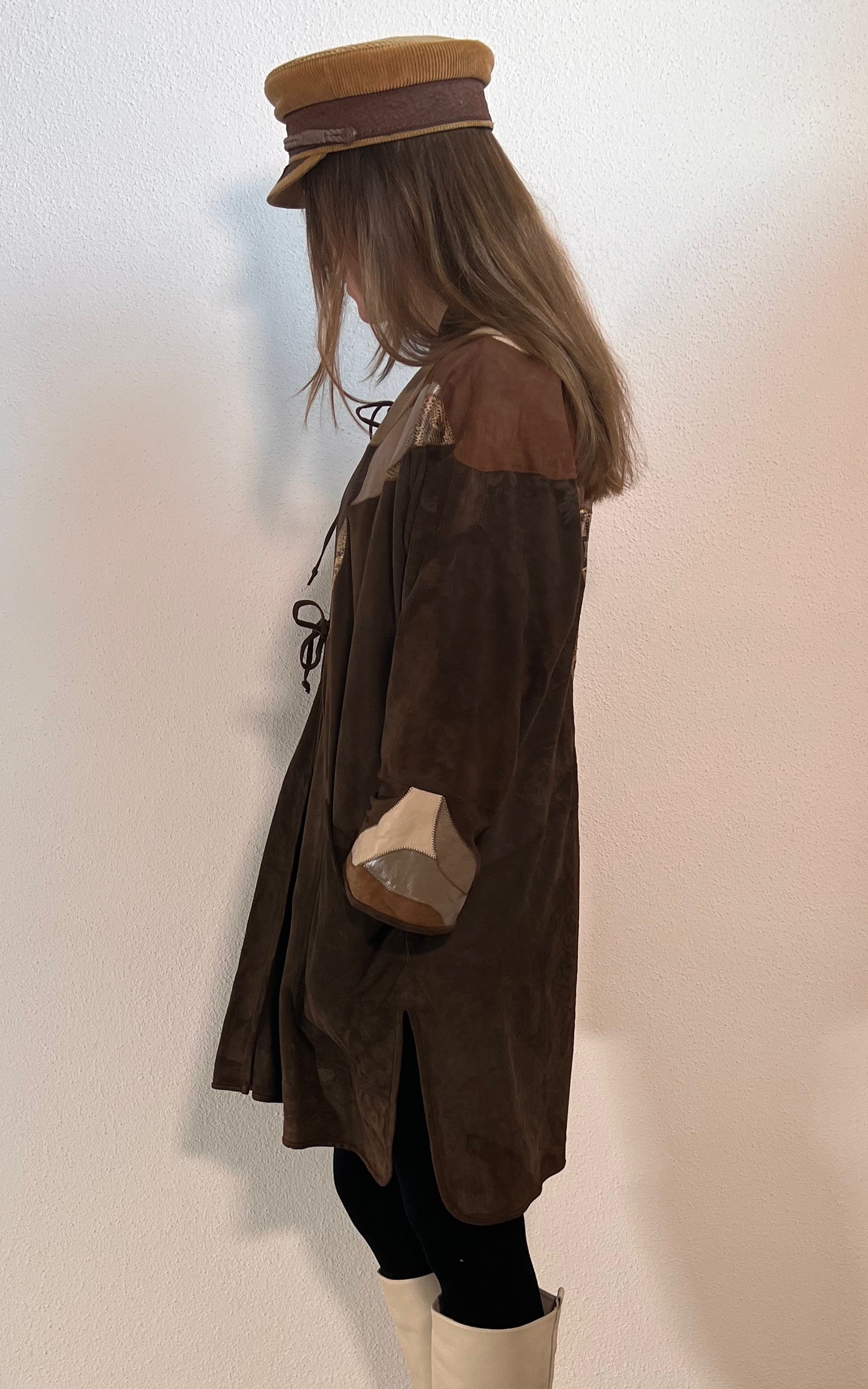 Cappotto in pelle patchwork vintage anni '70