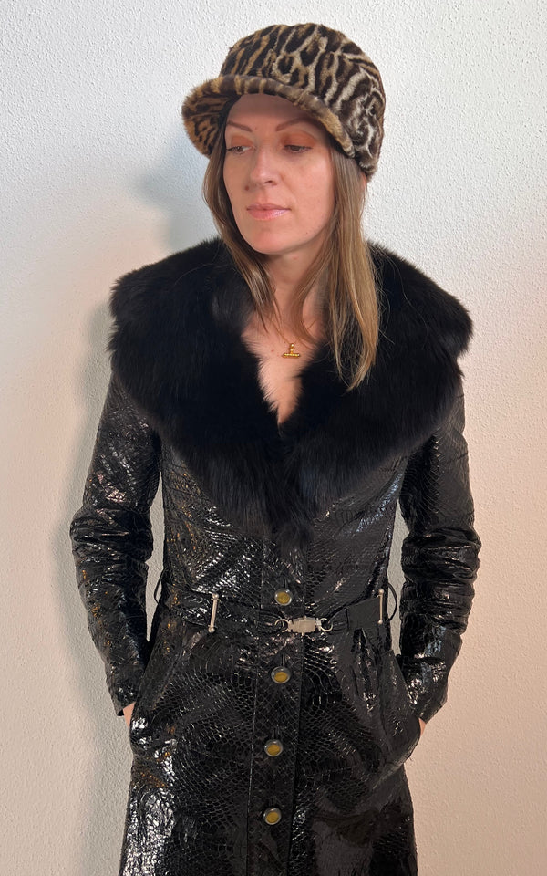 Cappotto vintage in pelle di pitone anni '60