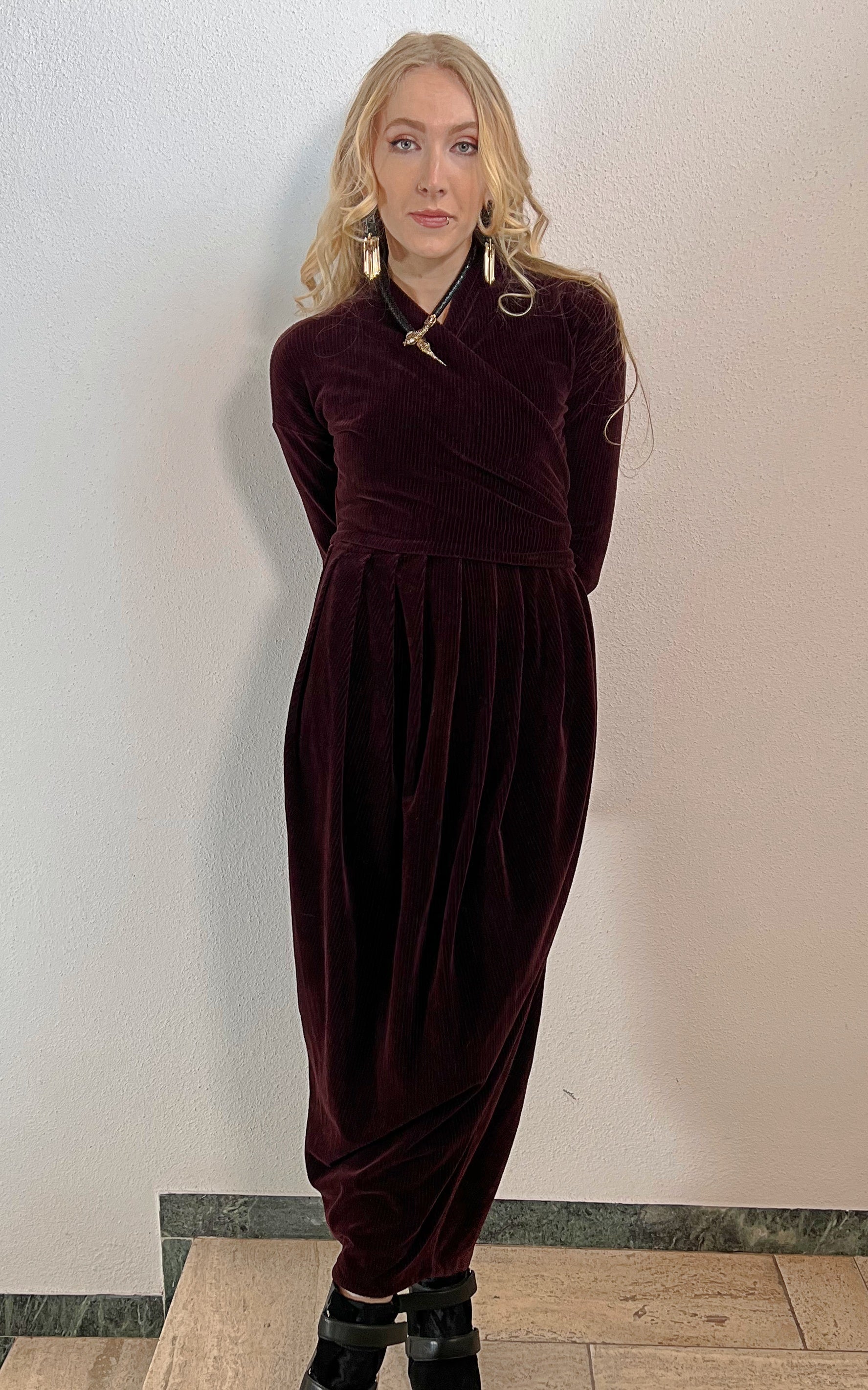 Vintage 80s Romeo Gigli Cordoroy Velvet Dress