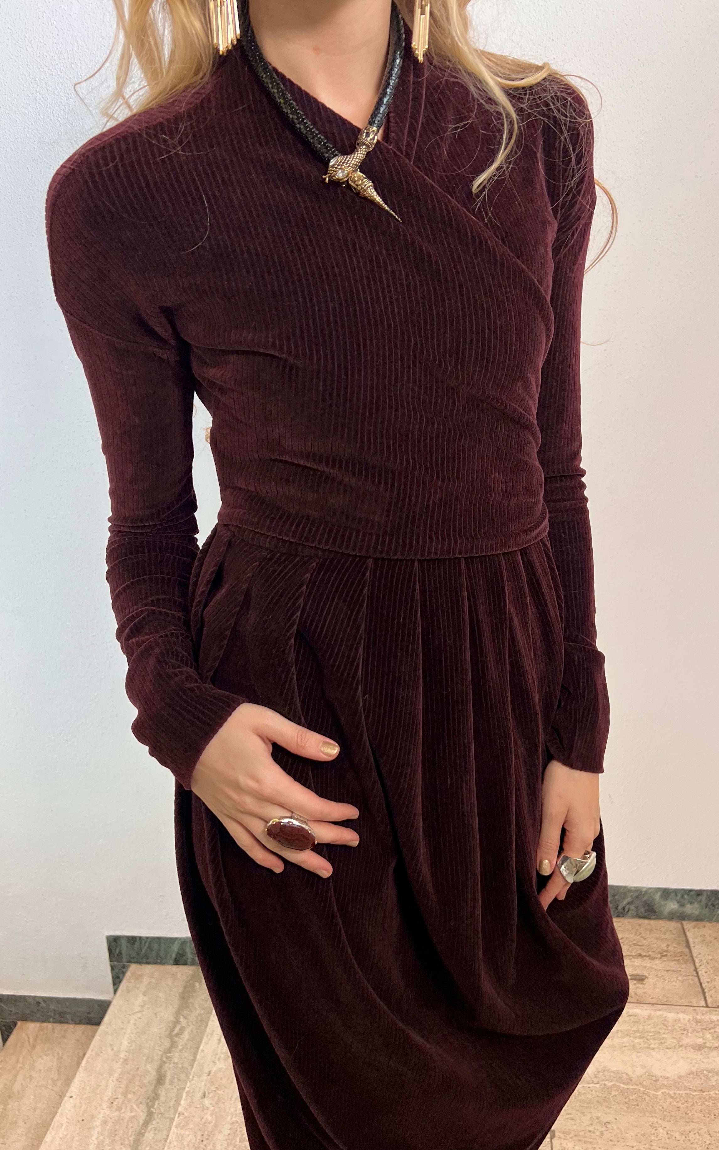 Vintage 80s Romeo Gigli Cordoroy Velvet Dress