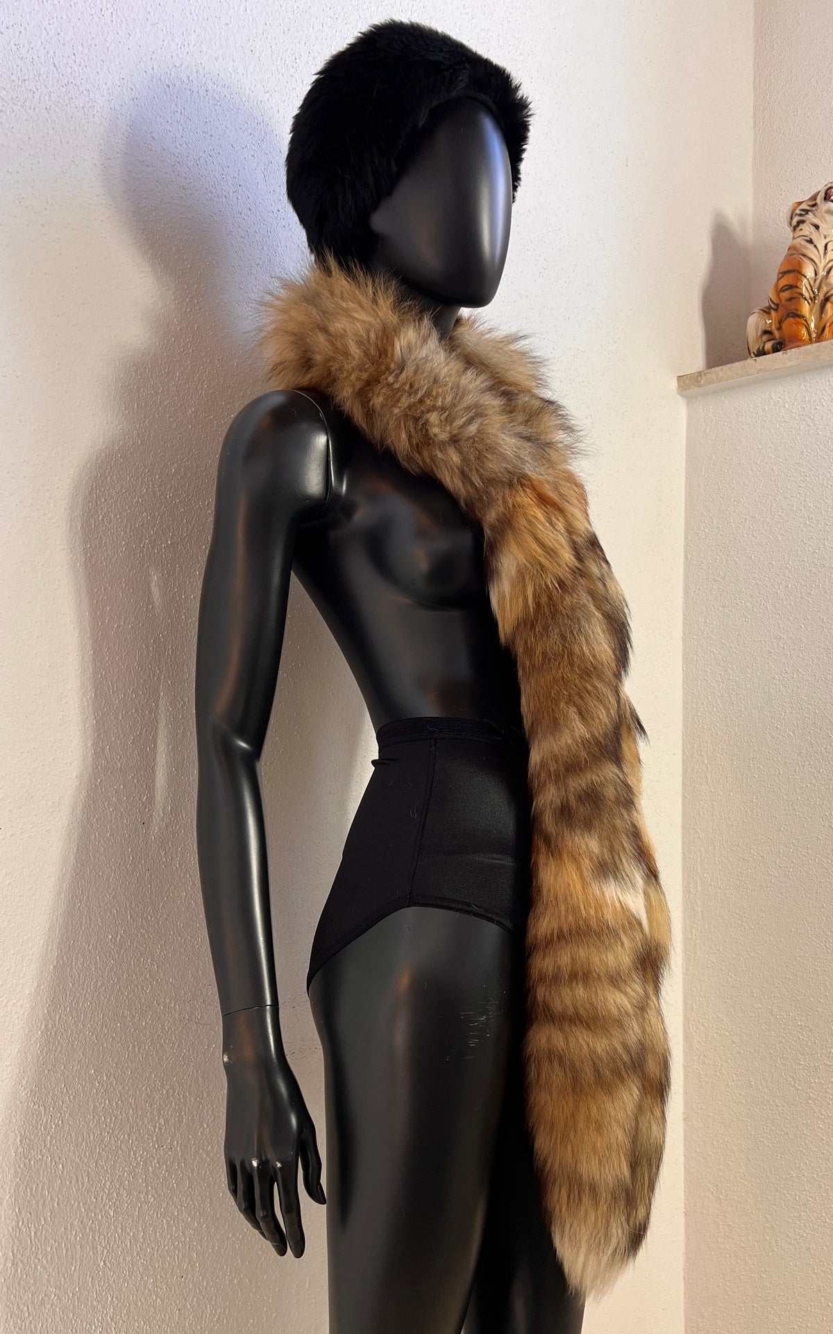 Long Vintage Fur Stole in Golden Brown & Honey Tones