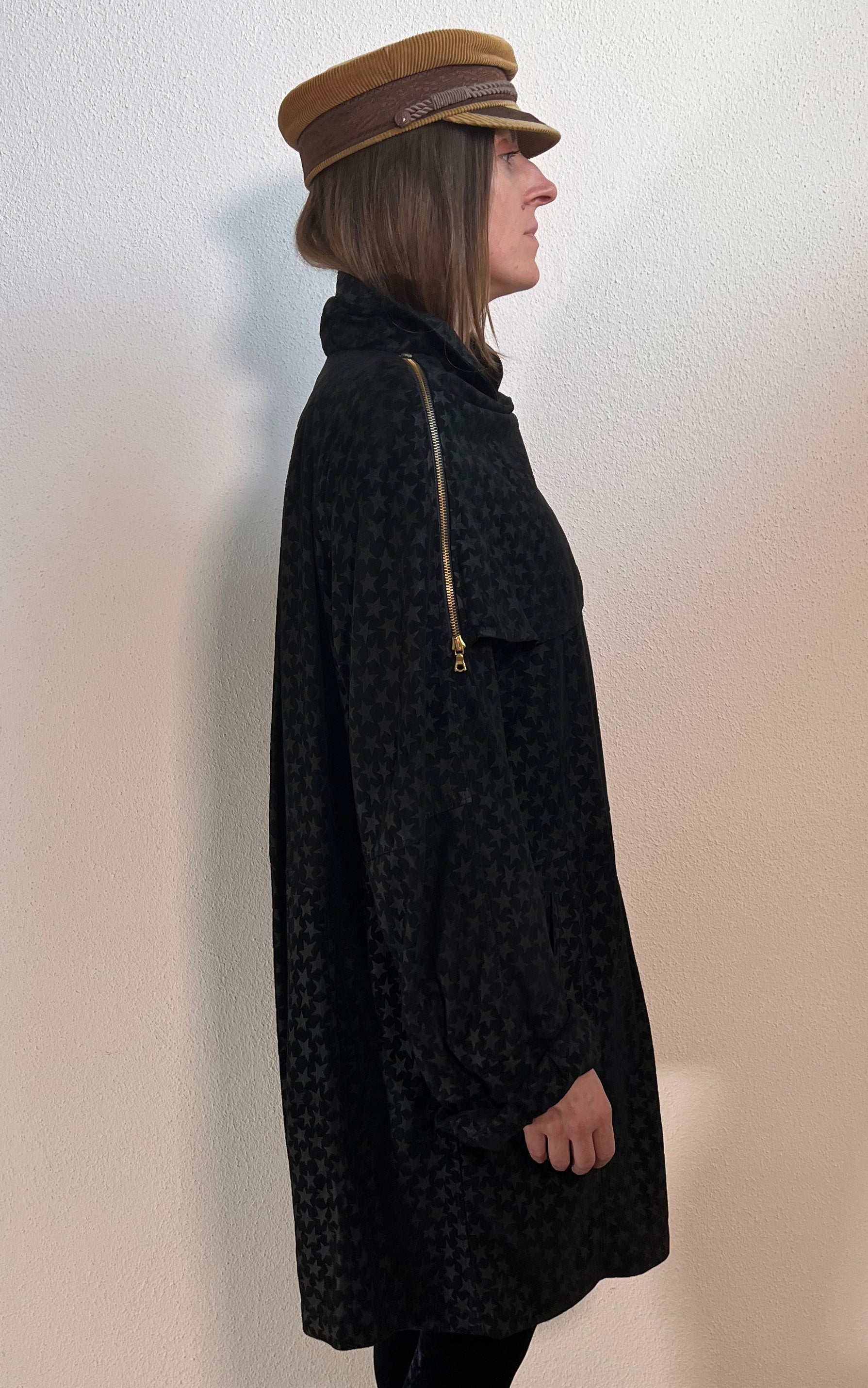 Parka vintage in pelle scamosciata con stella