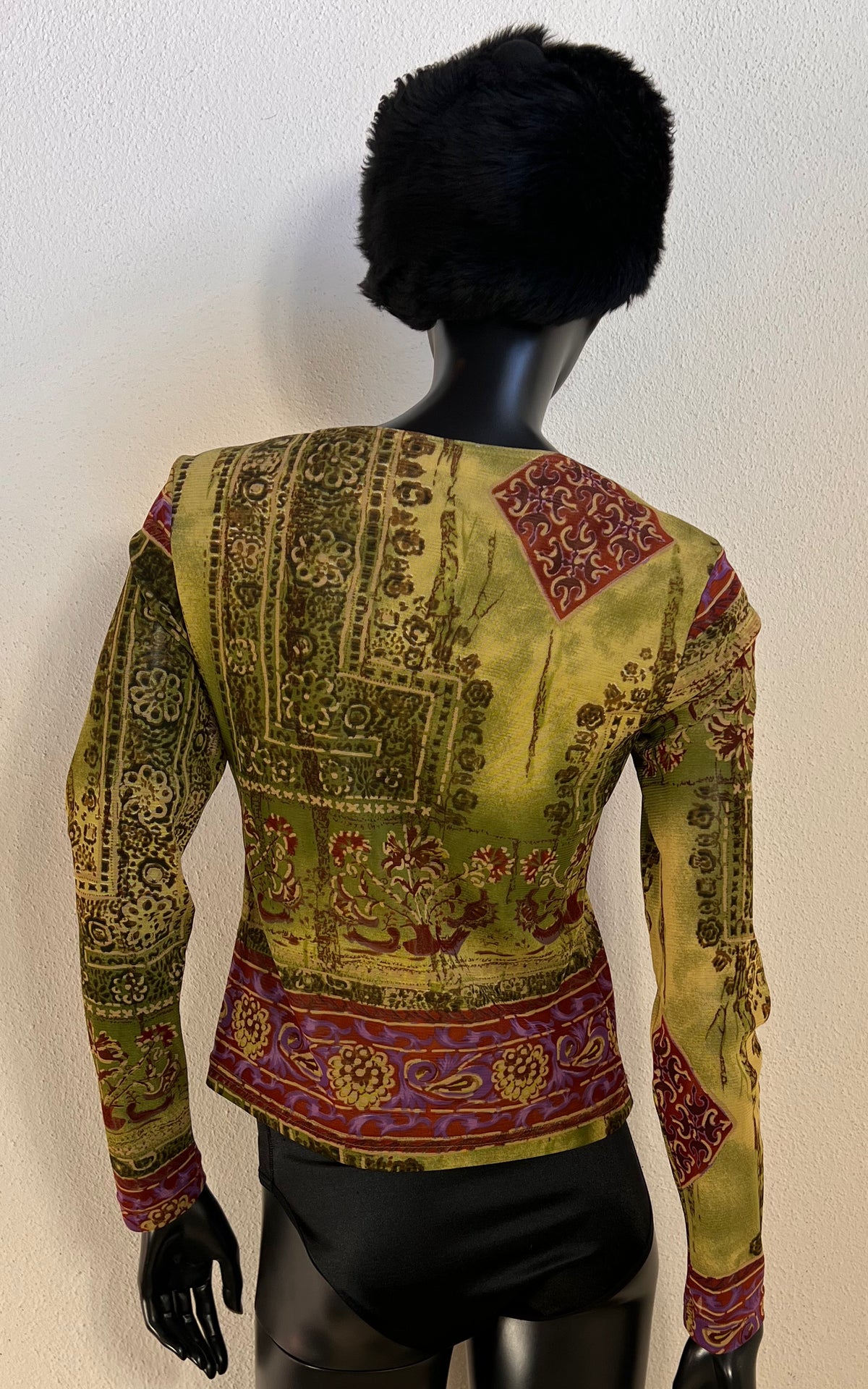 Vintage 90s Nienhaus Ornamental Print Mesh Shirt
