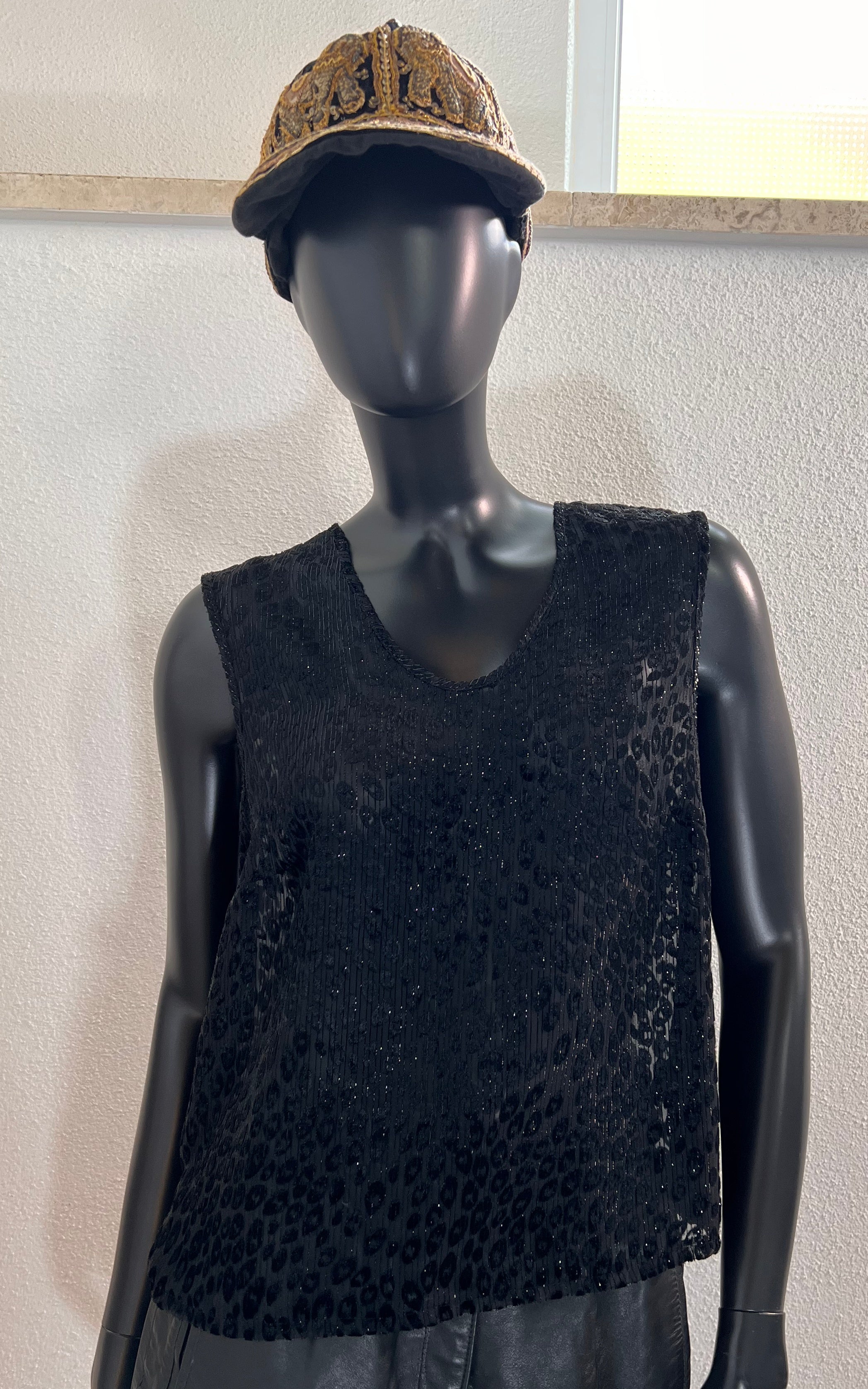 Top leopardato vintage bruciato