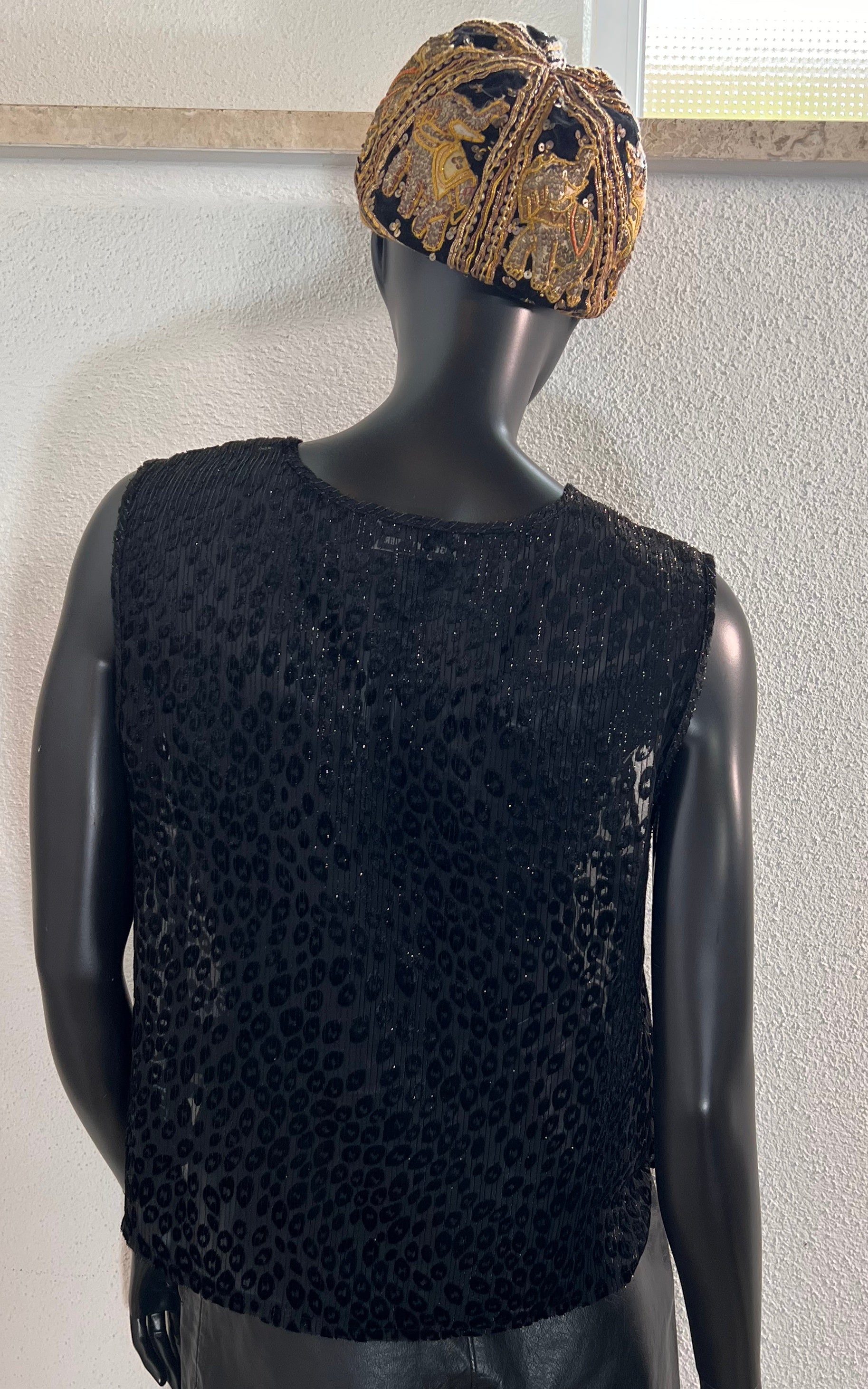 Top leopardato vintage bruciato