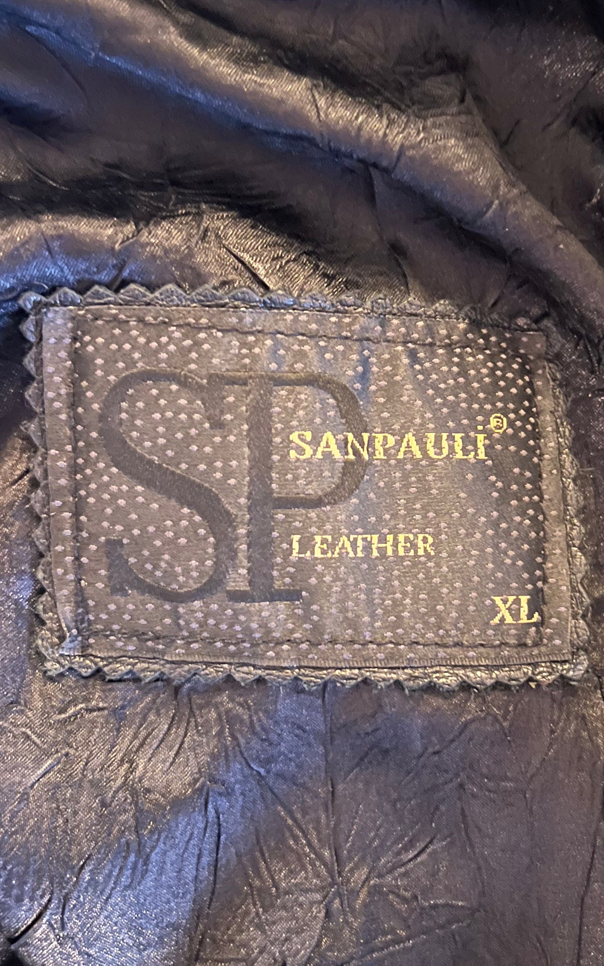 Y2K Sanpauli Black Leather Jacket with Ornate Buckle Detail