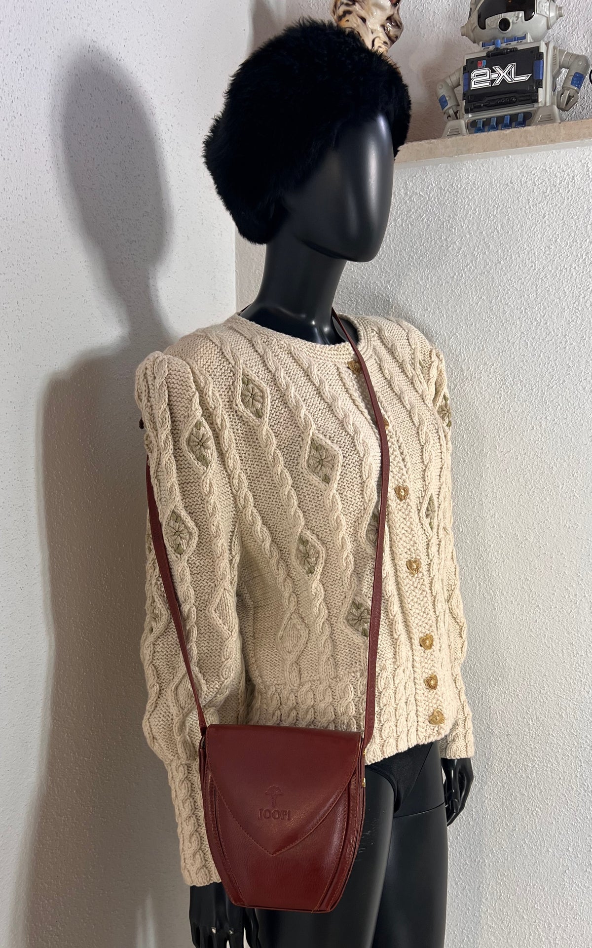 Vintage JOOP! Cognac Leather Shoulder Bag with Pointed Flap