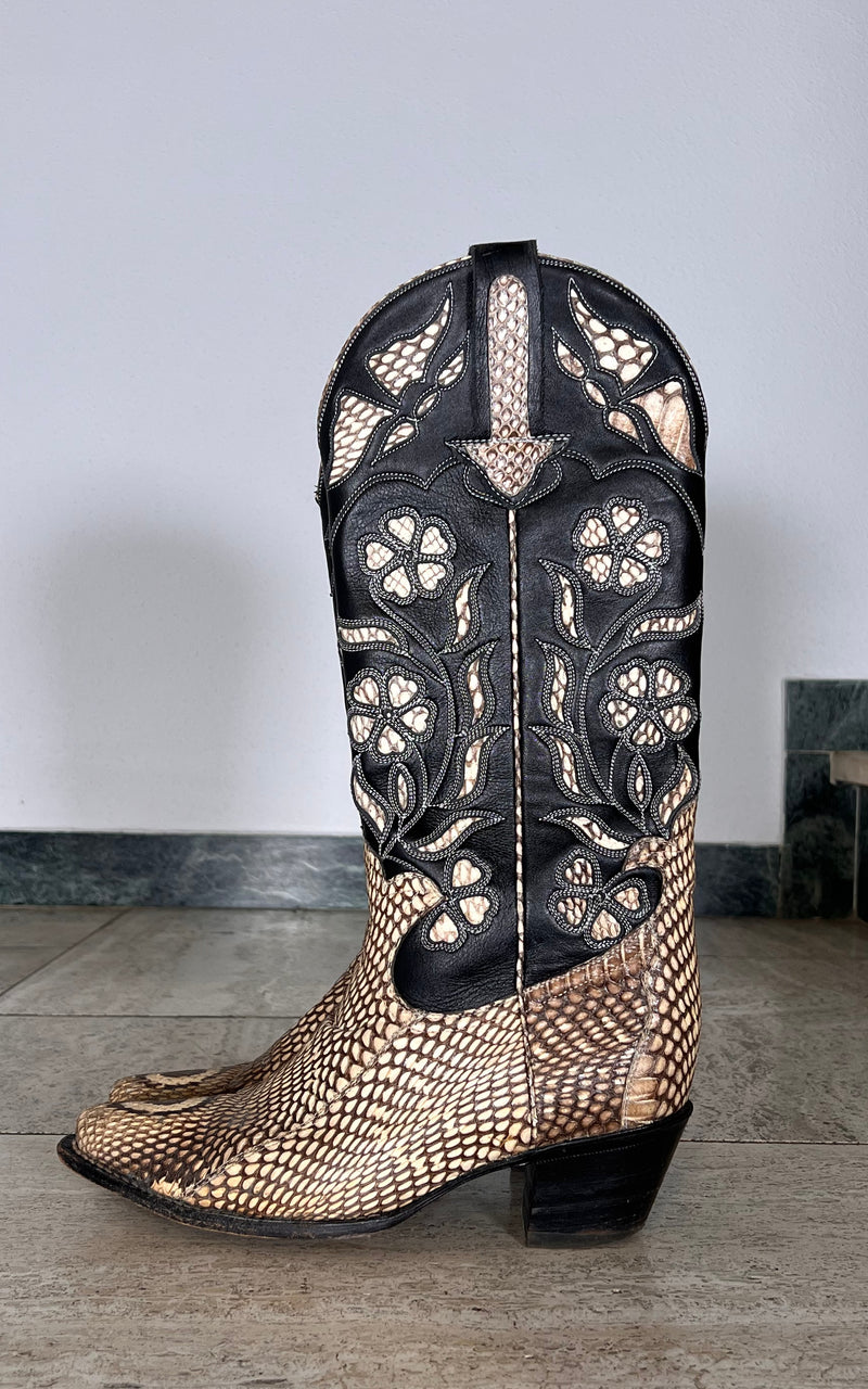 Vintage Cobra Skin Cowboy Boots 41