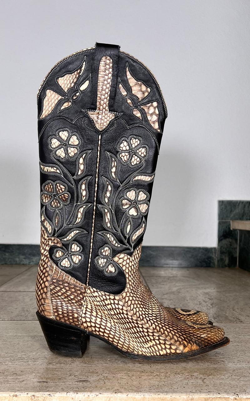 Vintage Cobra Skin Cowboy Boots 41