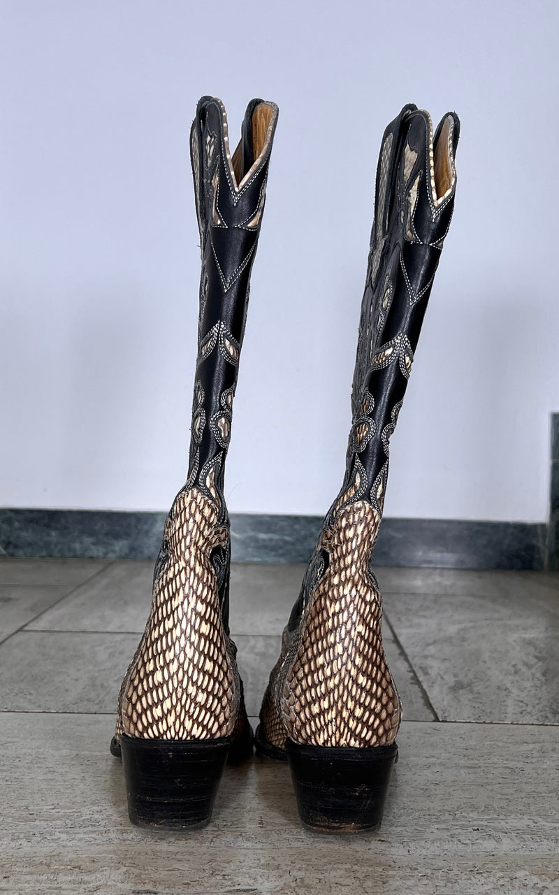 Vintage Cobra Skin Cowboy Boots 41