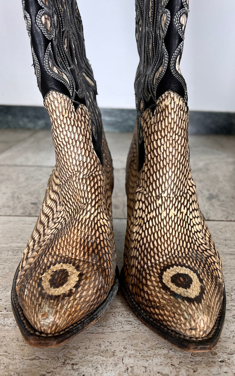 Vintage Cobra Skin Cowboy Boots 41