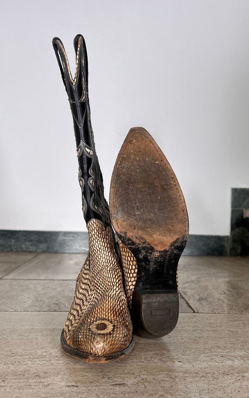 Vintage Cobra Skin Cowboy Boots 41