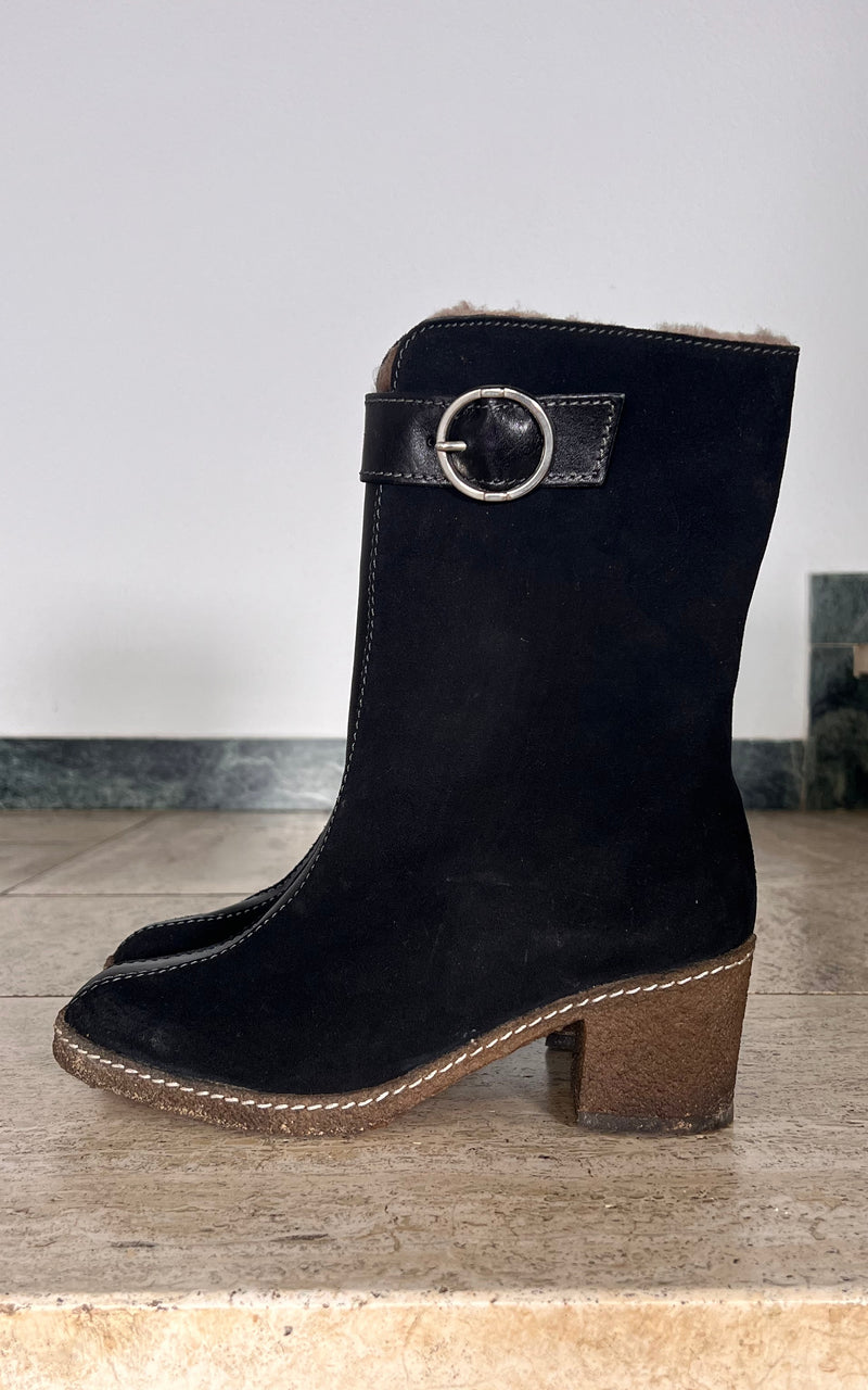 Vintage 60s Shearling Boots 38
