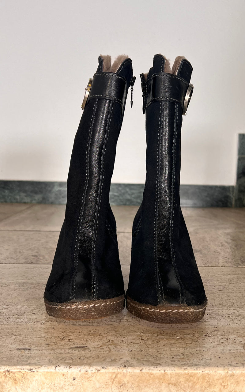 Vintage 60s Shearling Boots 38