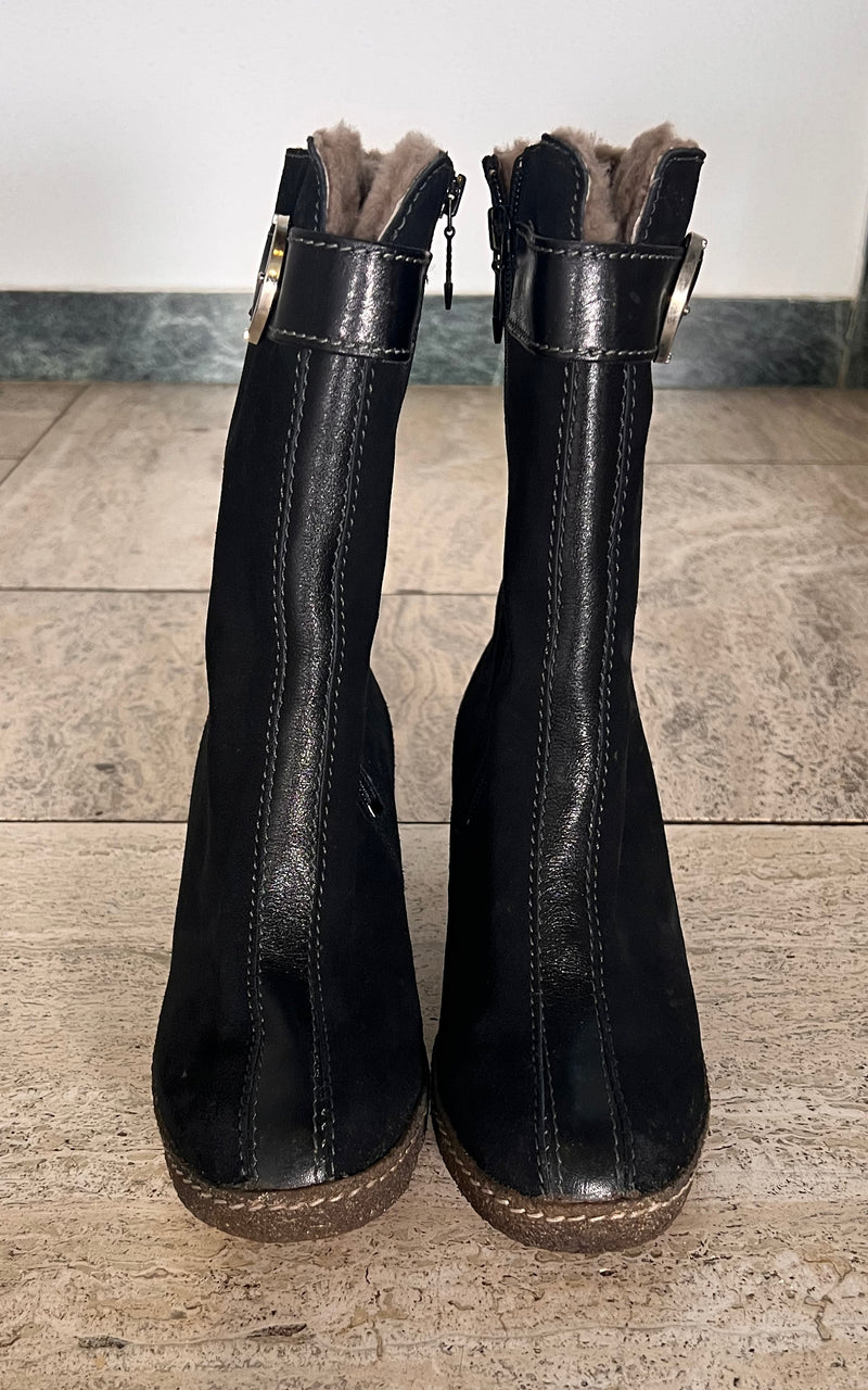 Vintage 60s Shearling Boots 38