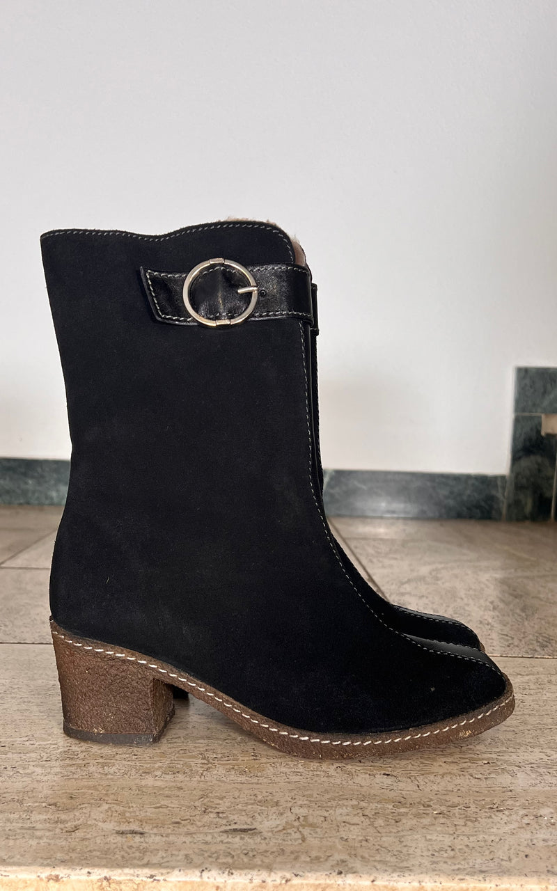 Vintage 60s Shearling Boots 38
