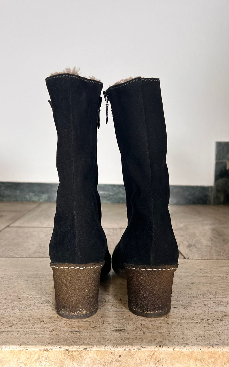 Vintage 60s Shearling Boots 38