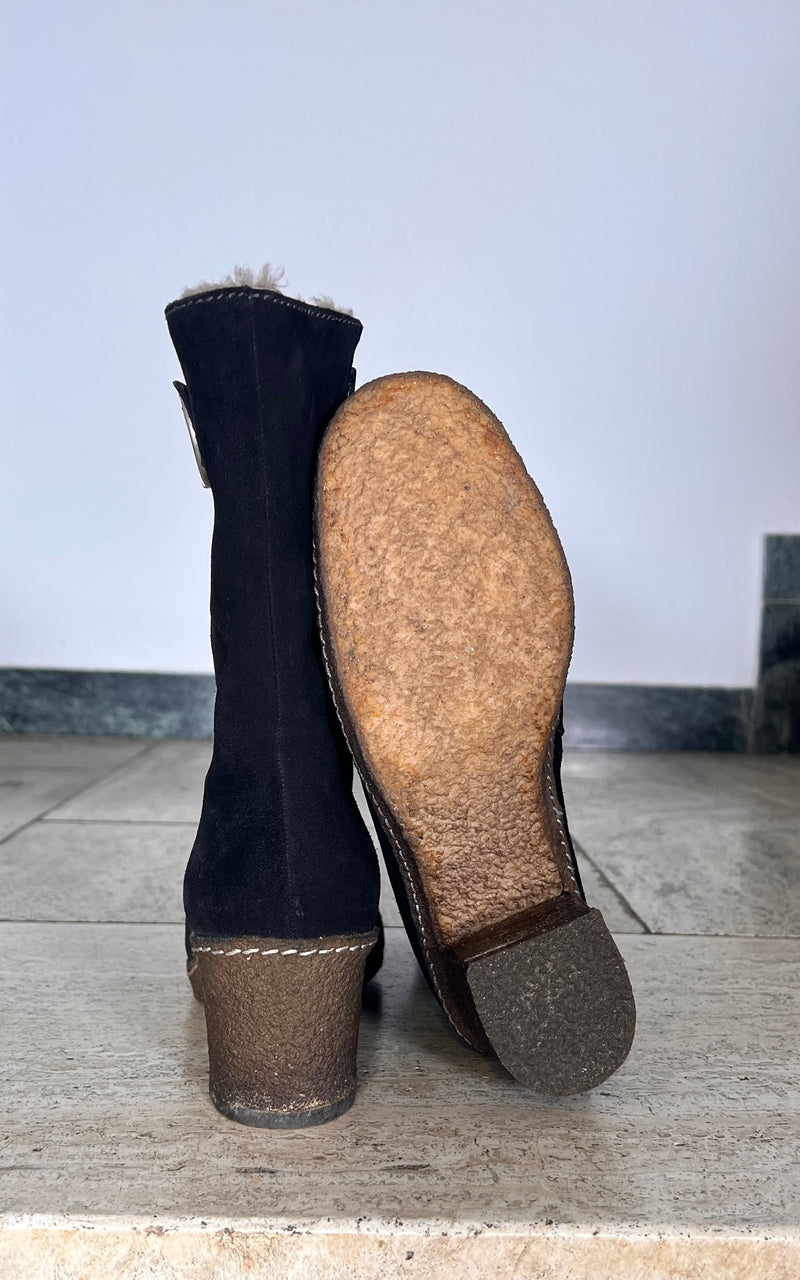 Vintage 60s Shearling Boots 38