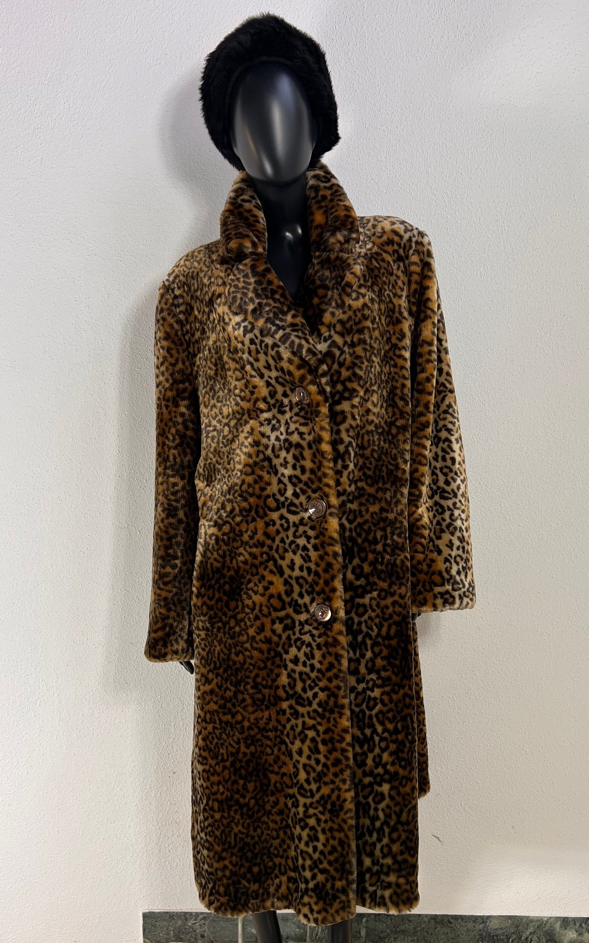 Vintage Giorgio Mobiani Leopard Print Faux Fur Coat