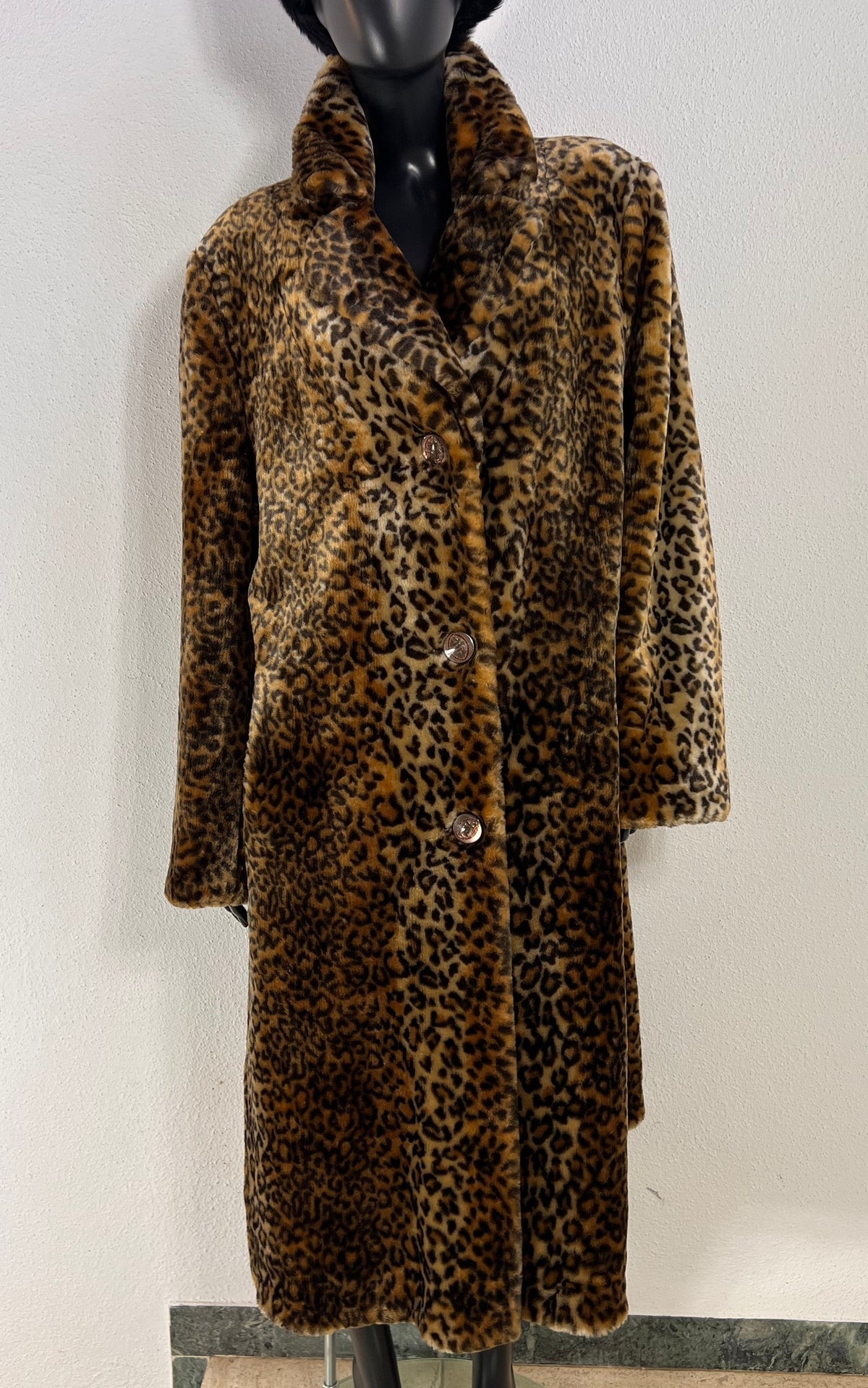 Vintage Giorgio Mobiani Leopard Print Faux Fur Coat