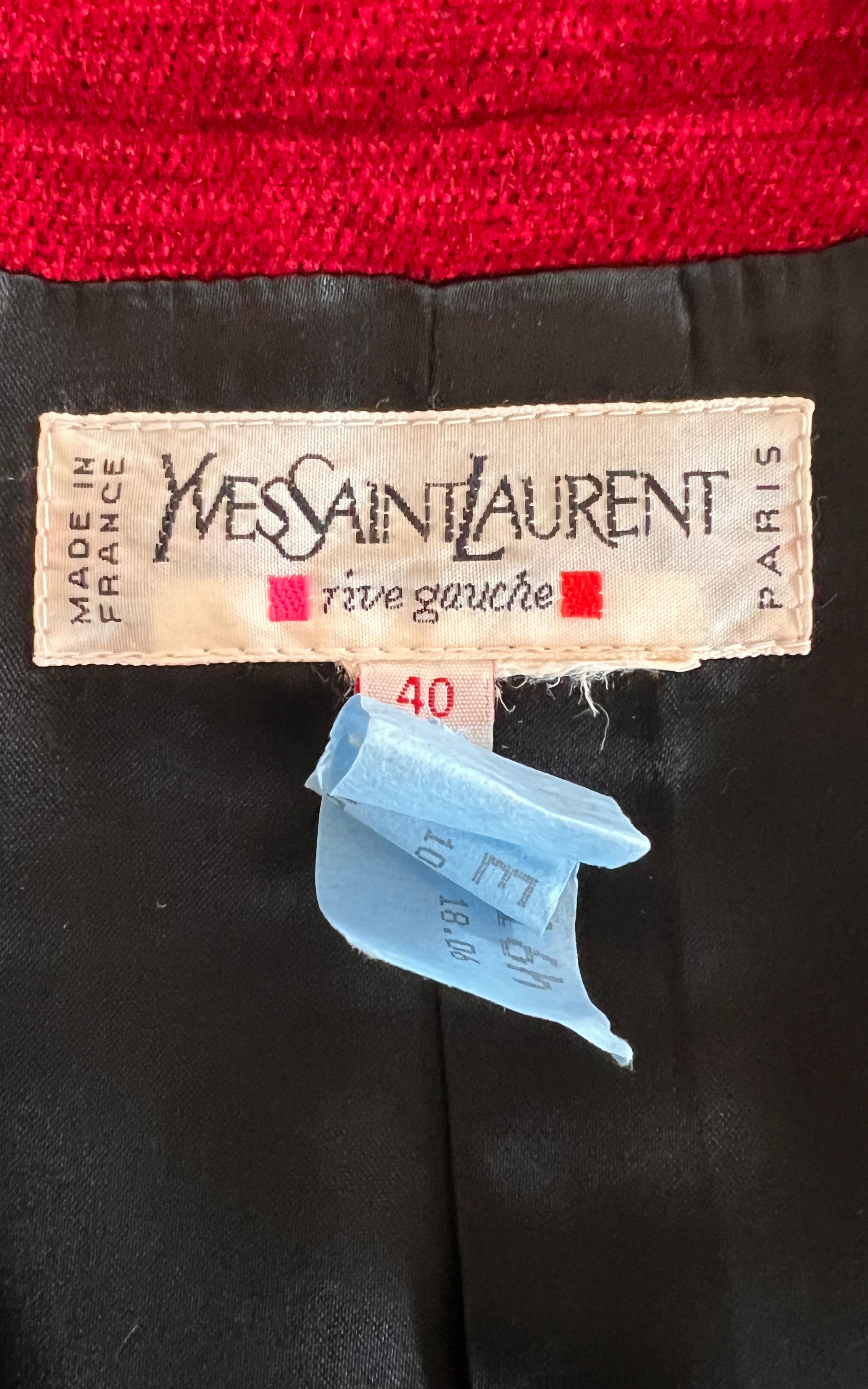 Vintage Chenille Red Yves Saint Laurent Blazer