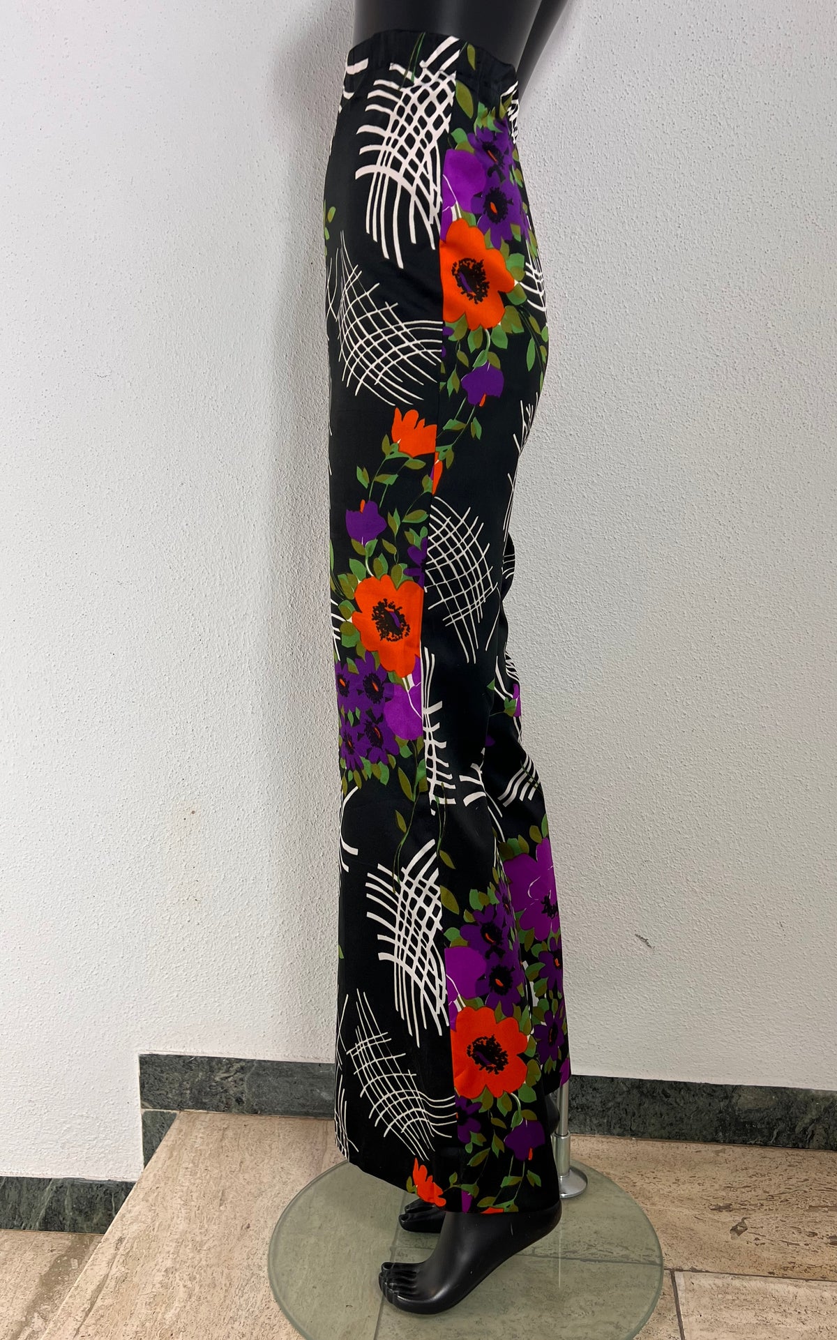 Vintage 1970s Tailor-Made Floral & Graphic Print Flared Trousers