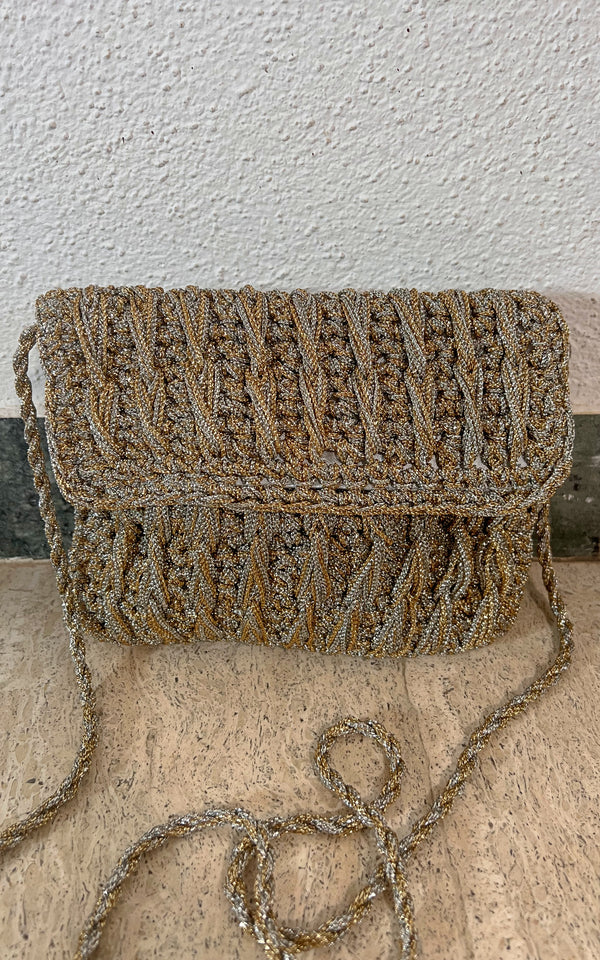 Vintage 60s Metallic Yarn Bag