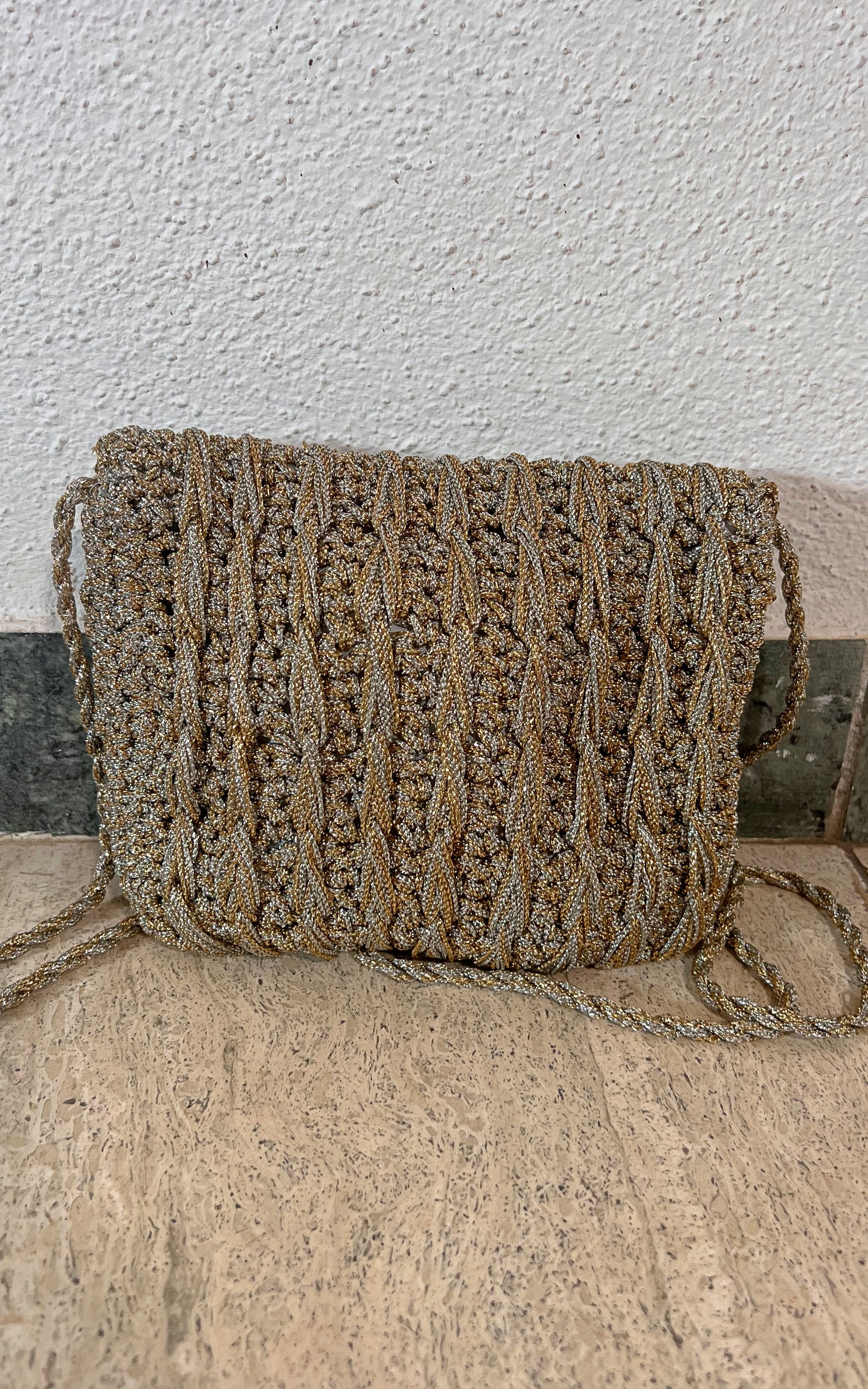 Vintage 60s Metallic Yarn Bag