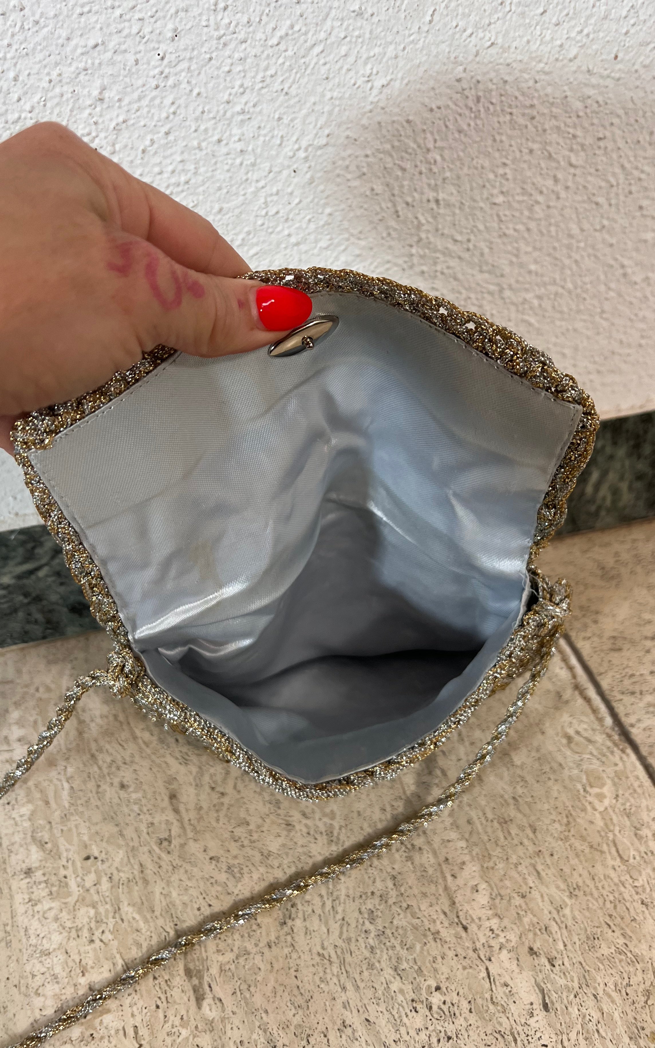 Vintage 60s Metallic Yarn Bag