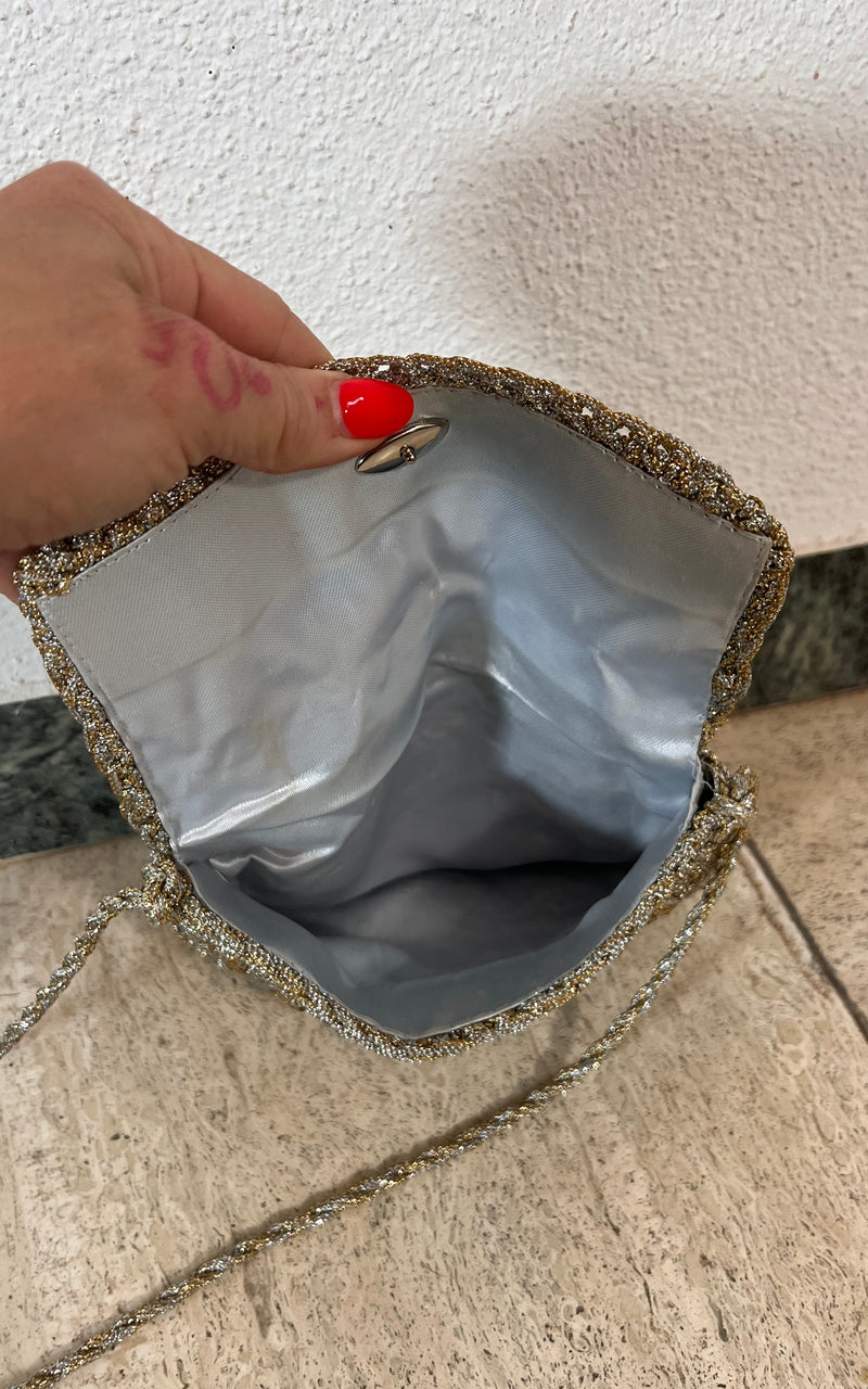 Vintage 60s Metallic Yarn Bag