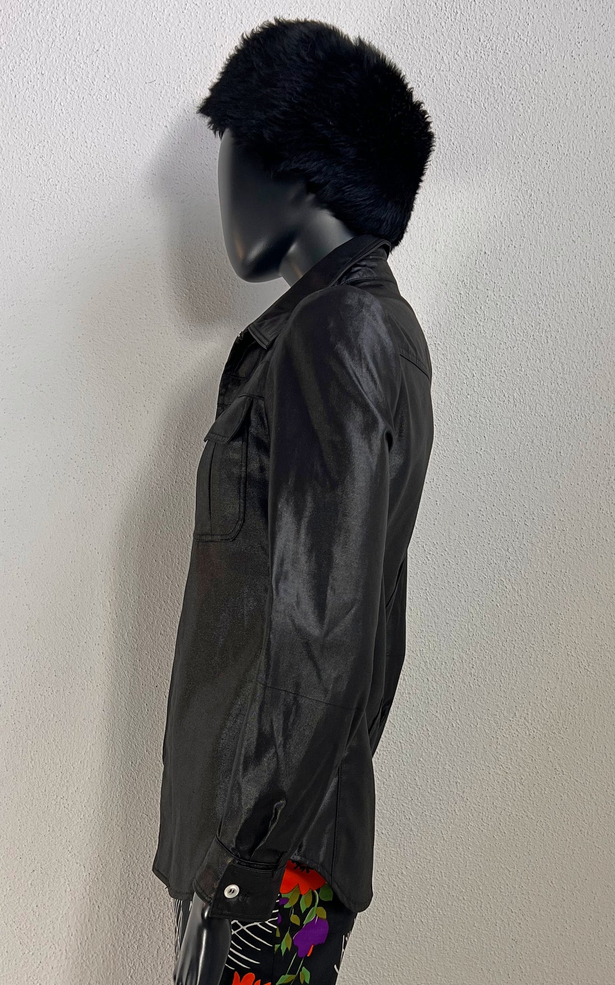 Vintage 1970s H. Lans Metallic Black Zip-Front Shirt Jacket – Philippe Jordon Paris