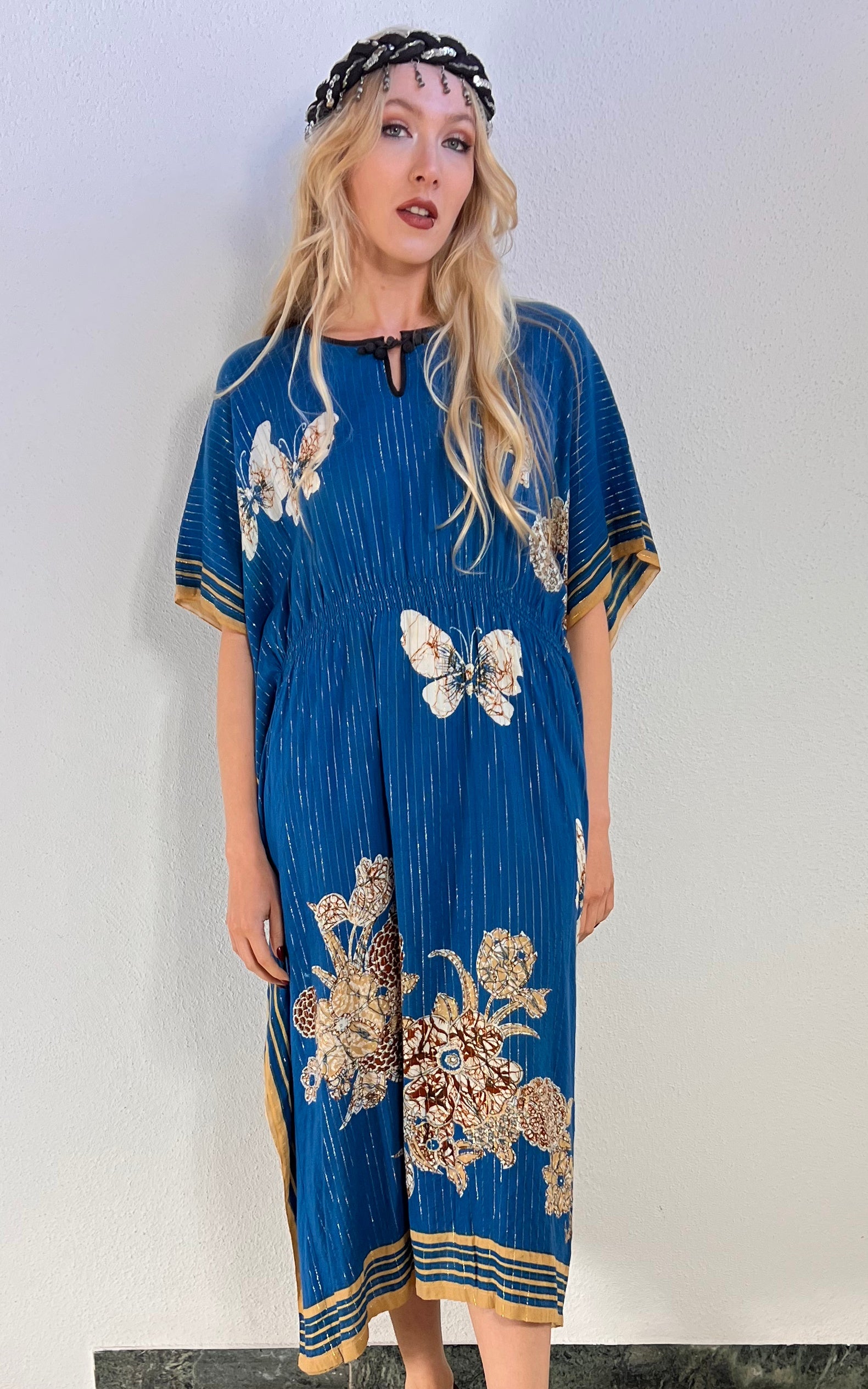 Vintage Lurex Butterfly Caftan Dress