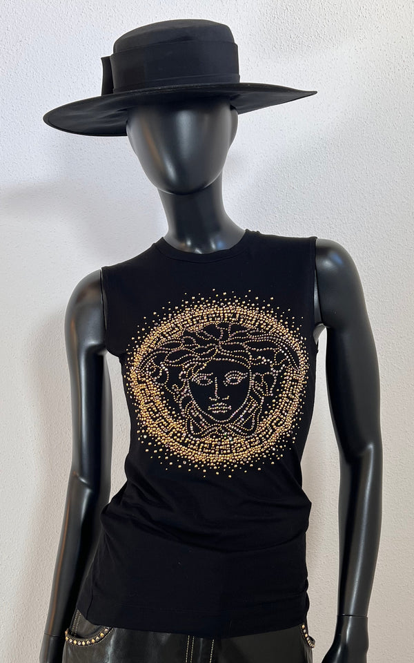 Vintage Gianni Versace Crystal Logo Top