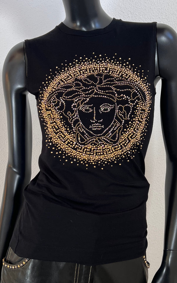Vintage Gianni Versace Crystal Logo Top