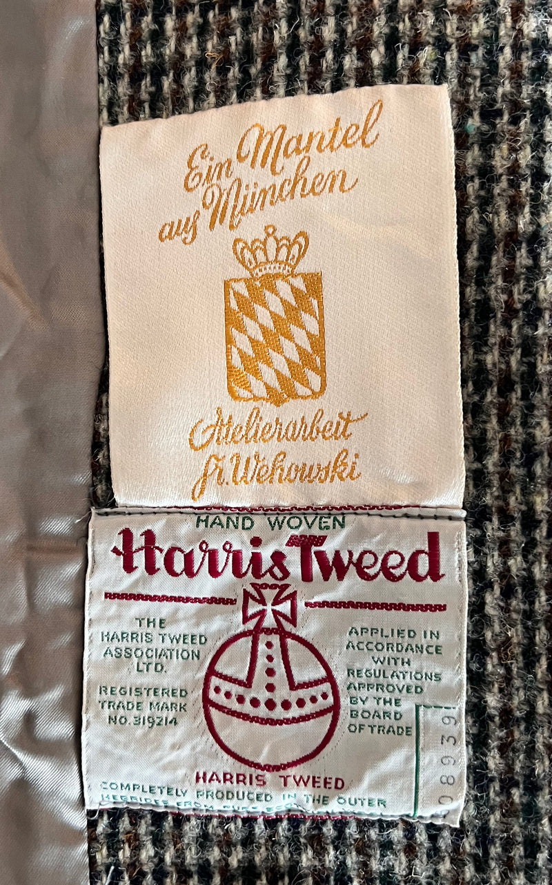 Vintage Harris Tweed Coat with Shawl
