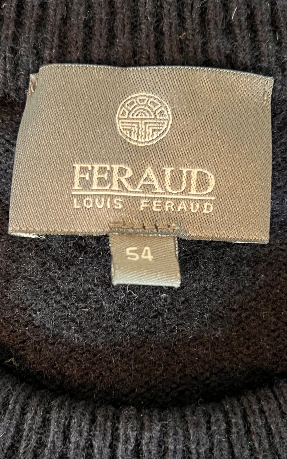 Louis Féraud Vintage Boyfriend Navy Blue Pure Wool Crew Neck Sweater