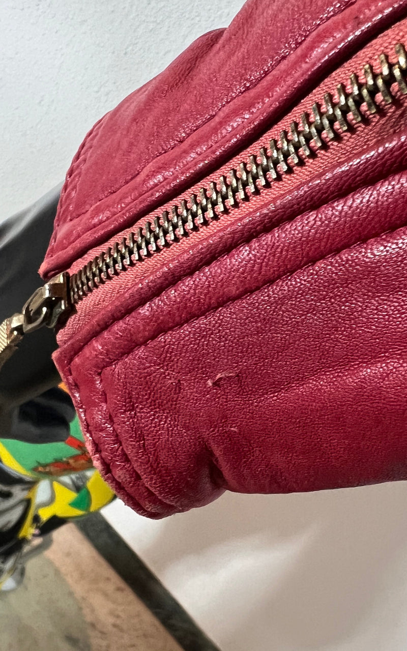 Vintage 90s Raspberry Leather Jacket