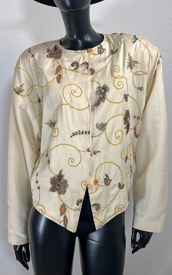 Vintage Raw Silk Bomber Jacket