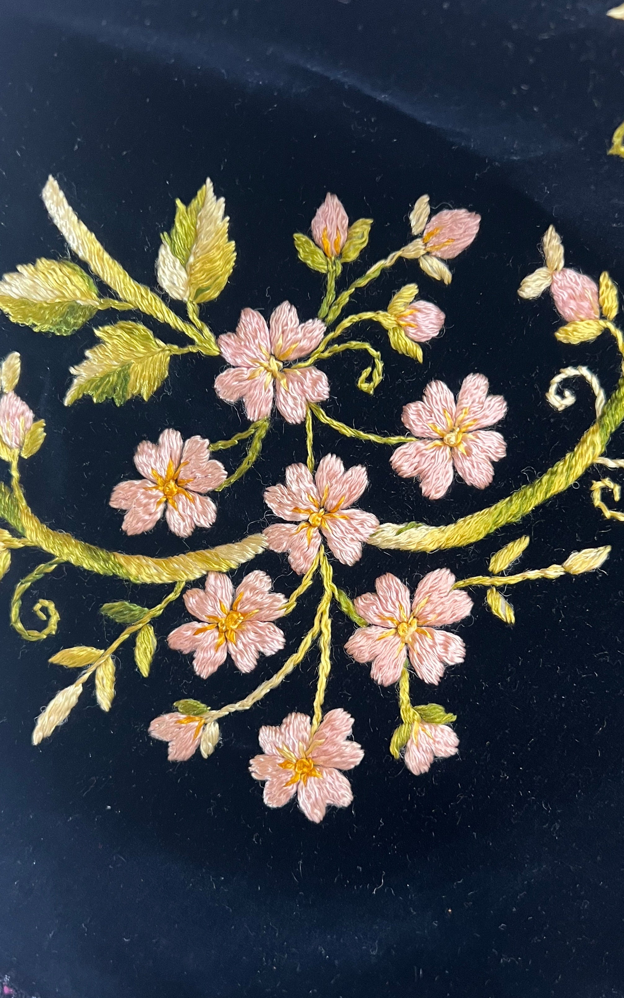 Vintage Silk Velvet Flower Scarf