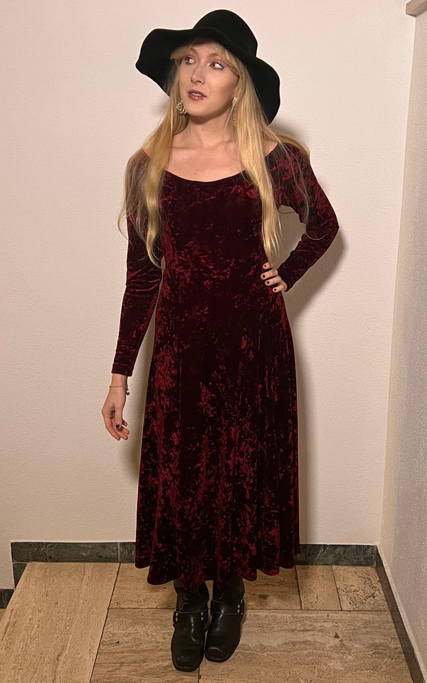 Vintage Darkred Velvet Dress