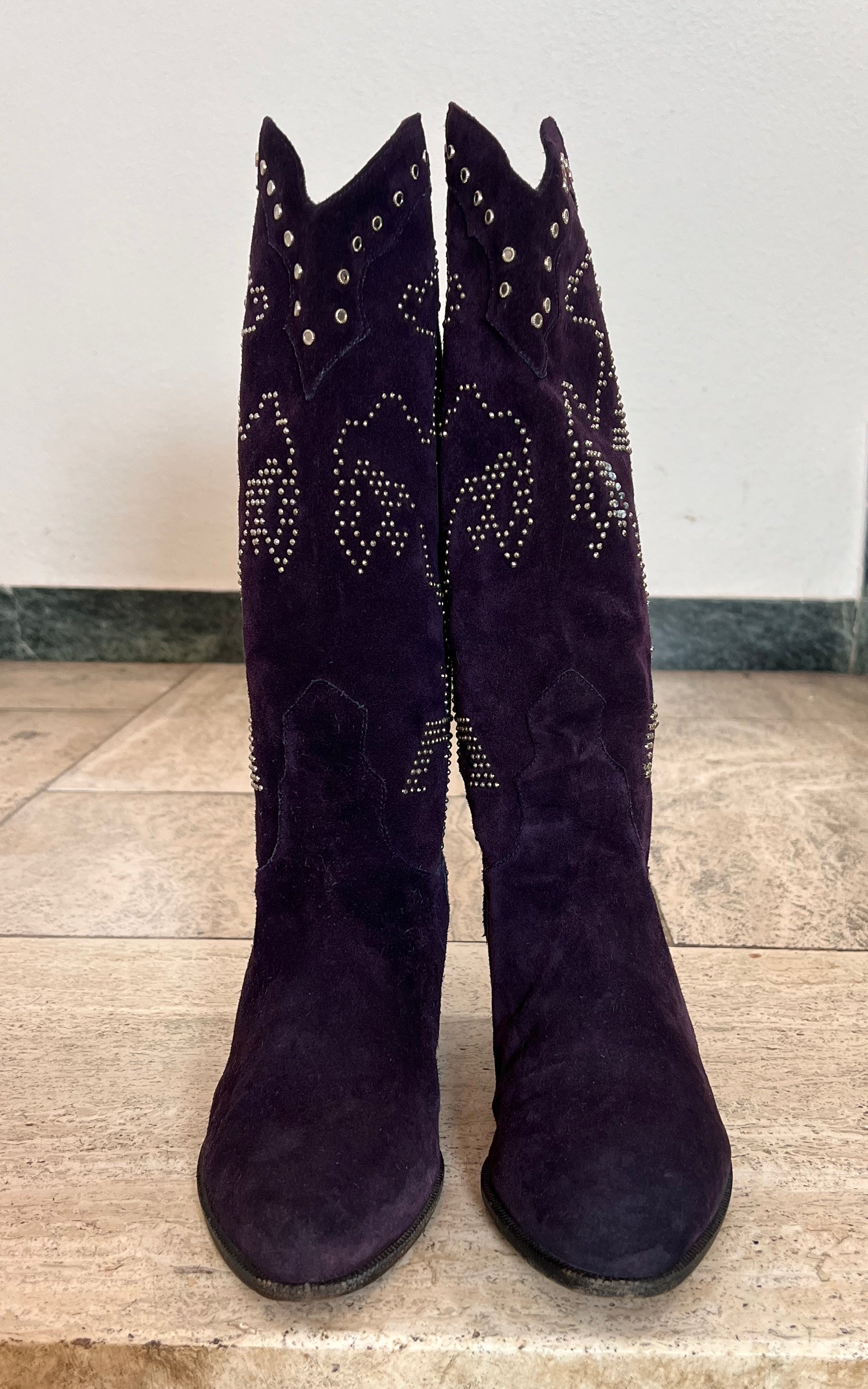 Vintage Studded Purple Pony Boots 37
