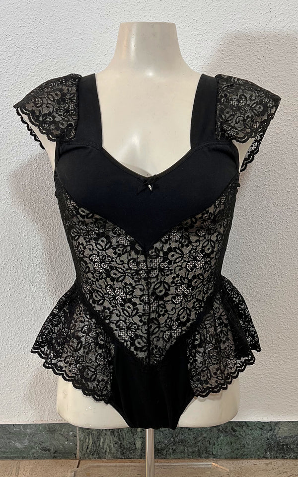 Vintage Black Lace Teddy Body