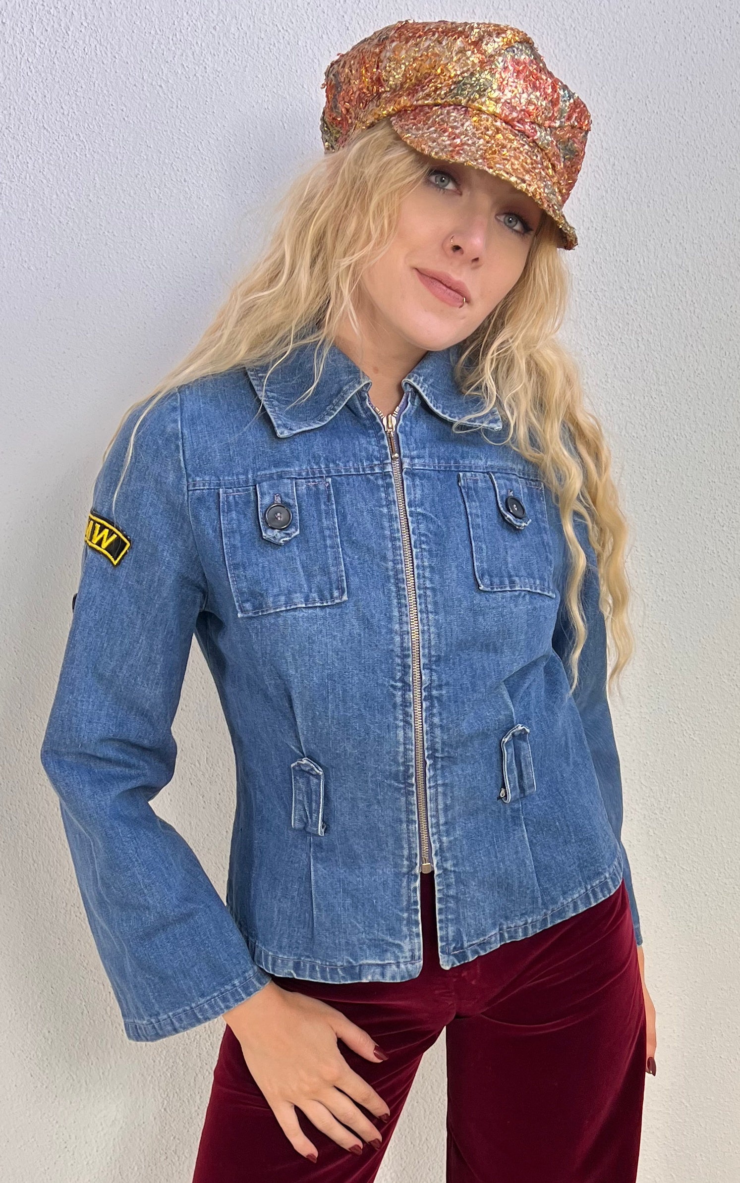 Rare Vintage 70s Denim Jacket with Ghost Rider BMW Custom Artwork