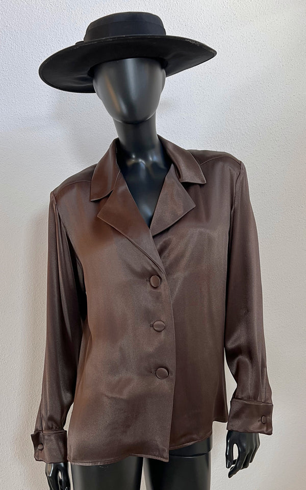 Vintage Chocolate Yves Saint Laurent Satin Blouse